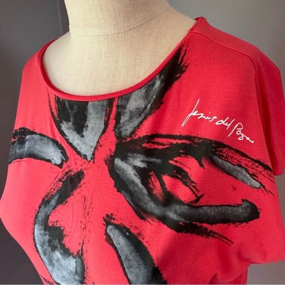 Delpozo Coral Abstract Floral Print Signature Designer Women’s T-shirt Sz M - Picture 4 of 7